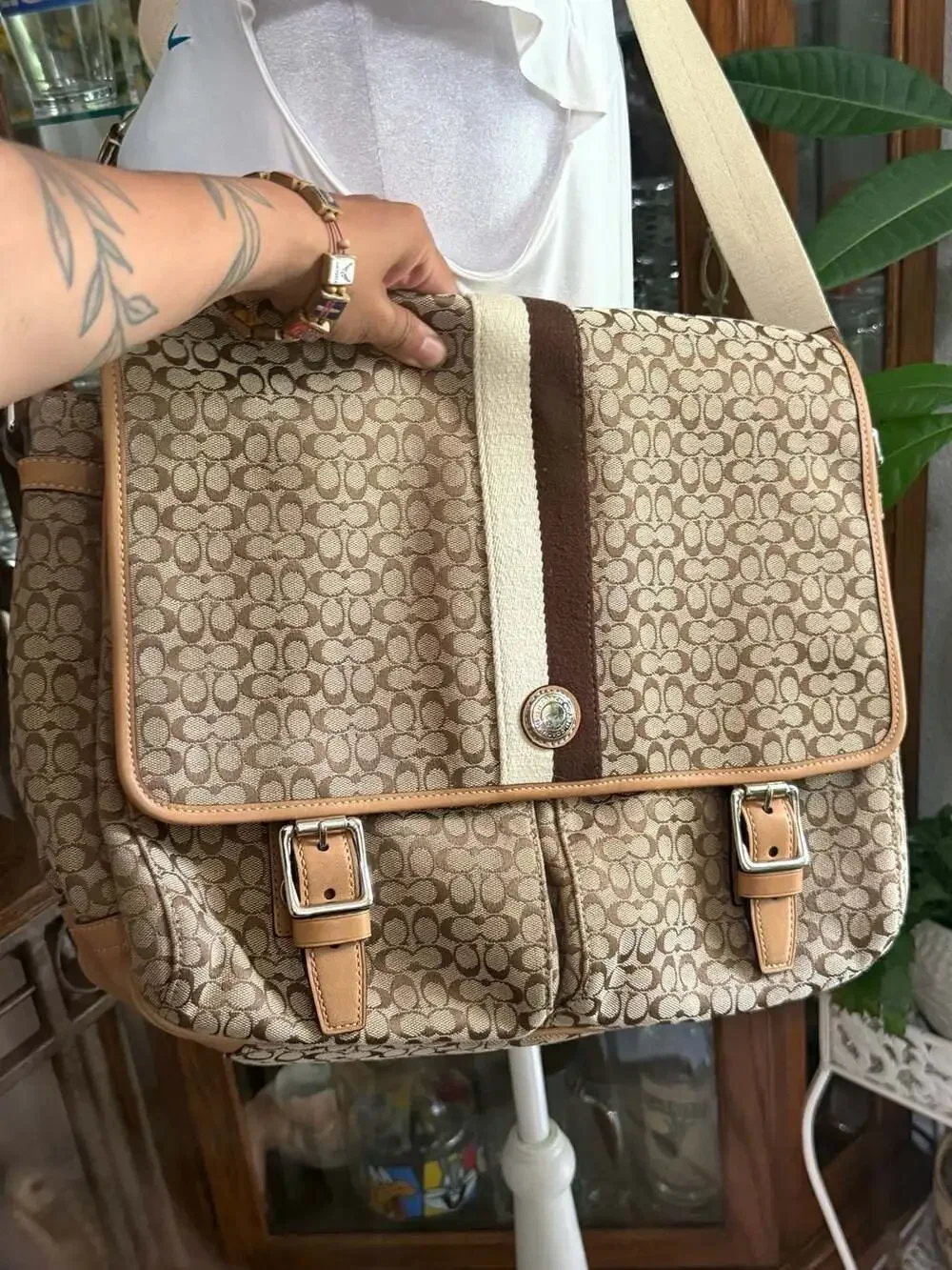 Coach Signature Voyager Khaki Messenger Bag